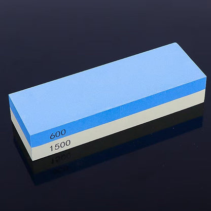 Knife Sharpening Wet Stone Dual Sided 600/1500 Grit Blue & Yellow Whetstone Sharpening Stone with Non-Slip Rubber Base for Kitchen, Hunting, and Pocket Knives or Blades 600/1500Mesh