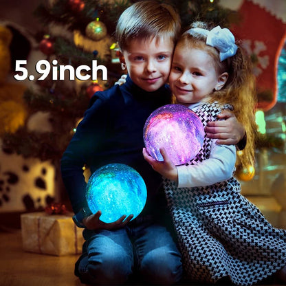 BRIGHTWORLD Moon Lamp Galaxy Lamp 5.9 inch 16 Colors LED 3D Moon Light, Remote & Touch Control Moon Night Light Gifts for Girls Boys Kids Women Birthday（Wooden Base）
