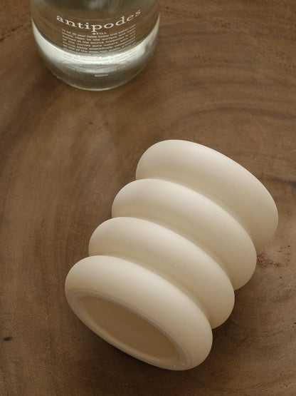 WENSHUO Chubby Pen Holder, Makeup Brush Organizer, Modern and Minimalistic, Ceramic Desk Accessories (Matte Crème)