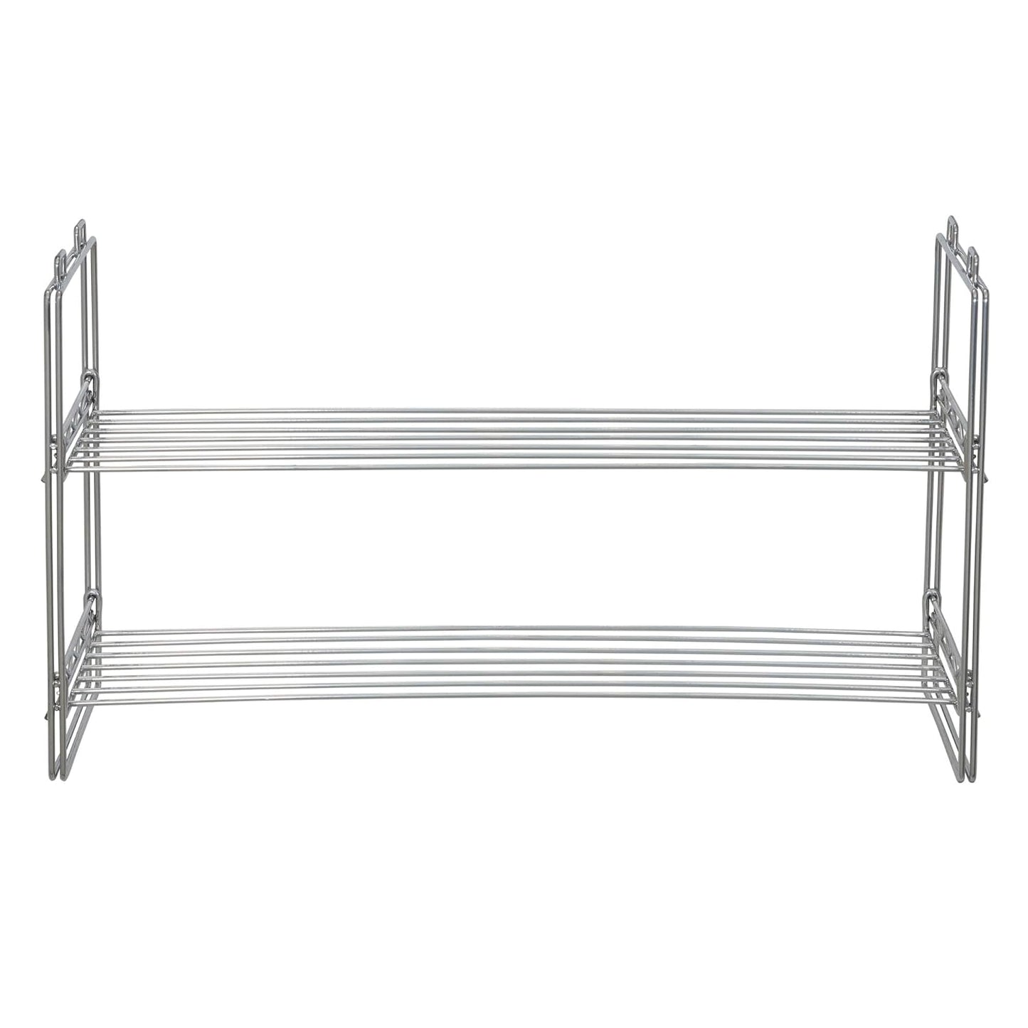 Two-Tier Chrome Shoe Rack - Stackable Storage Solution
