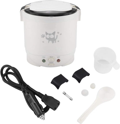 1L 12v Tiiyee Mini Rice Cooker, Portable Rice Maker Electric Lunch Box for Car Food Steamer Fast Cooking Automatic Non