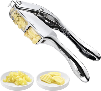 2 1,Effortlessly Garlic press and slicer in Crush, Slice, and Mince Garlic,with this Versatile Kitchen Tool - Perfect
