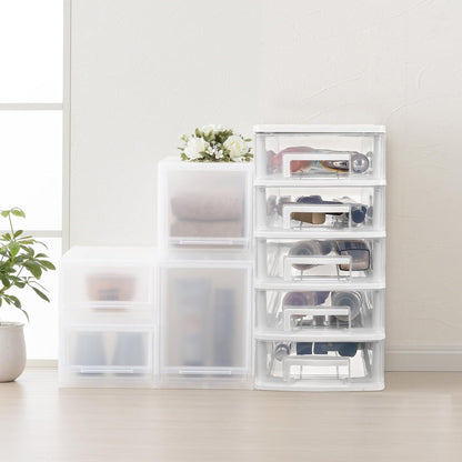 Toyvian Drawer Dividers, Plastic Drawer Storage Unit with Five-Layer Clear Drawers, Medium Storage Tower for Craft