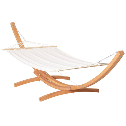 Outdoor Hammock with Stand, Extra Large 12.8' Heavy Duty Wooden Frame, Boho Style Nap Bed, Natural Cotton, 330 lbs Capacity, White