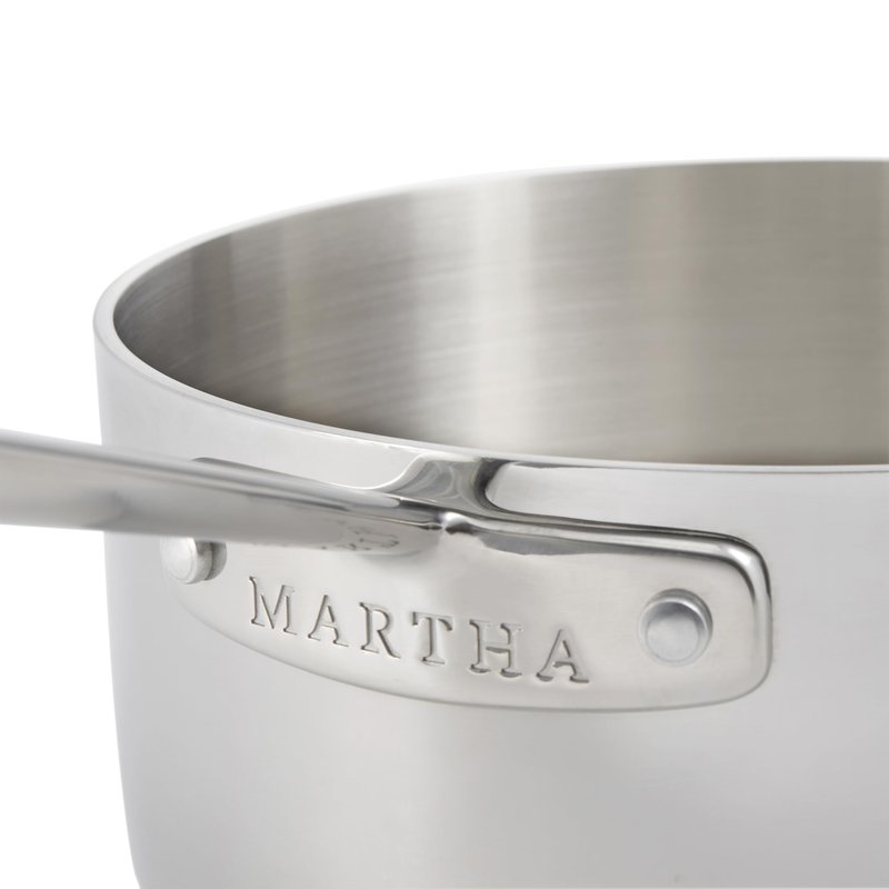 Martha by Martha Stewart 3-Quart Triply Stainless Steel Low Saucepan w/Lid