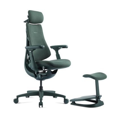 LiberNovo Dynamic Ergonomic Desk Chair + StepSync Footrest Bundle - Comfy Home Office Chair with Adaptive Lumbar Support, 160° Recline & Built-in Spine Stretch, Green+48cm
