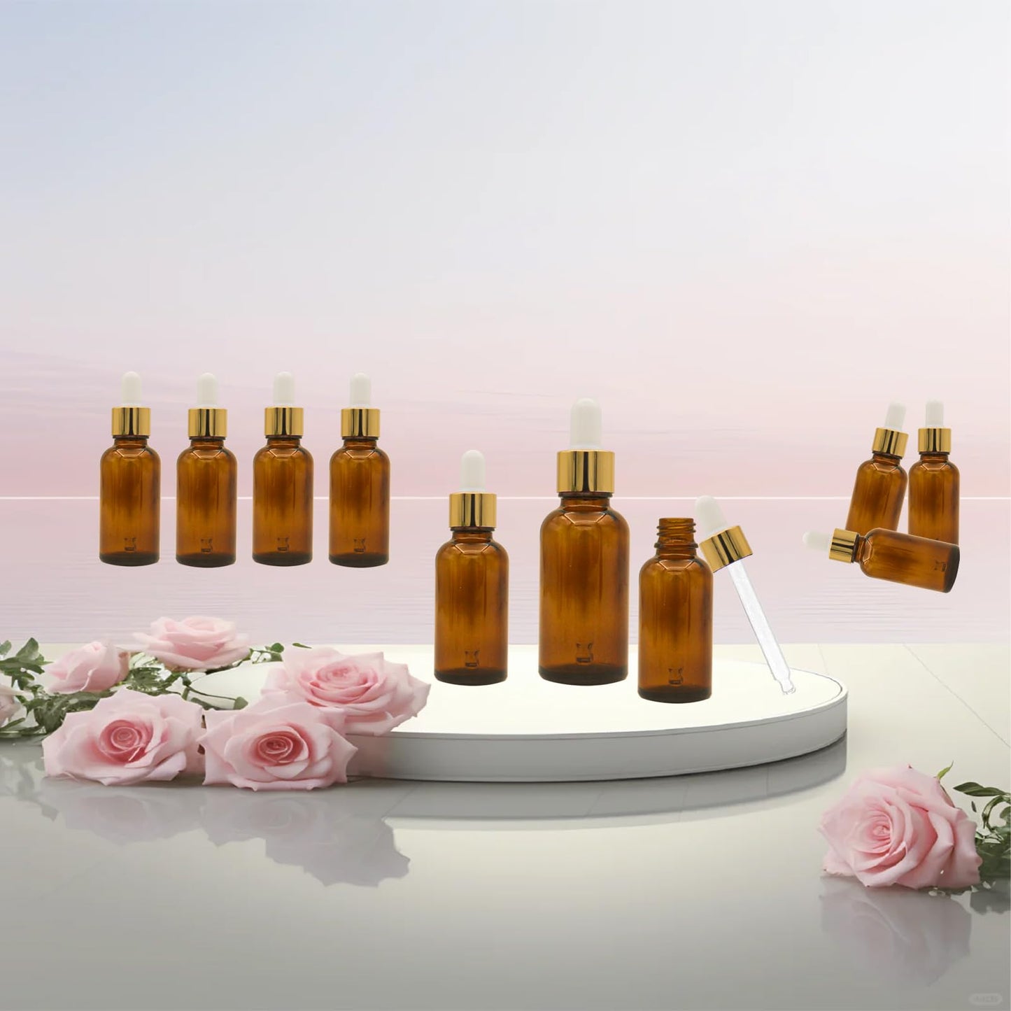 AGZHTYJQ Set of 12, 1 oz Amber Dropper Bottles for Essential Oils, Perfumes with 2 Funnels & 12 Labels -30ml Amber Glass with Eye Droppers - Tincture Bottles, Leak Proof Travel for Liquids
