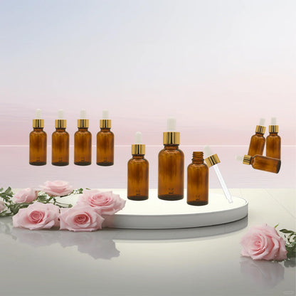 AGZHTYJQ Set of 12, 1 oz Amber Dropper Bottles for Essential Oils, Perfumes with 2 Funnels & 12 Labels -30ml Amber Glass with Eye Droppers - Tincture Bottles, Leak Proof Travel for Liquids