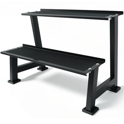 Kettlebell Storage Rack, 2-Tier Dumbbell and Kettlebell Rack for Home Gym Storage, Black Steel Construction, 39 x 18.5 x 25 Inches