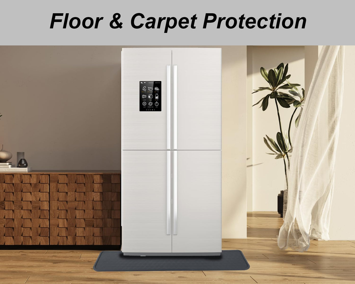 GMATCHUP Refrigerator Mat, Washing Machine Spill Liner, Drip Tray and Leak Catcher Mat, Fridge Mat Prevent Water Leakage and Floor Damage from Elecrical Equipment Heavy Duty 37.5'' x 8.5'' Grey