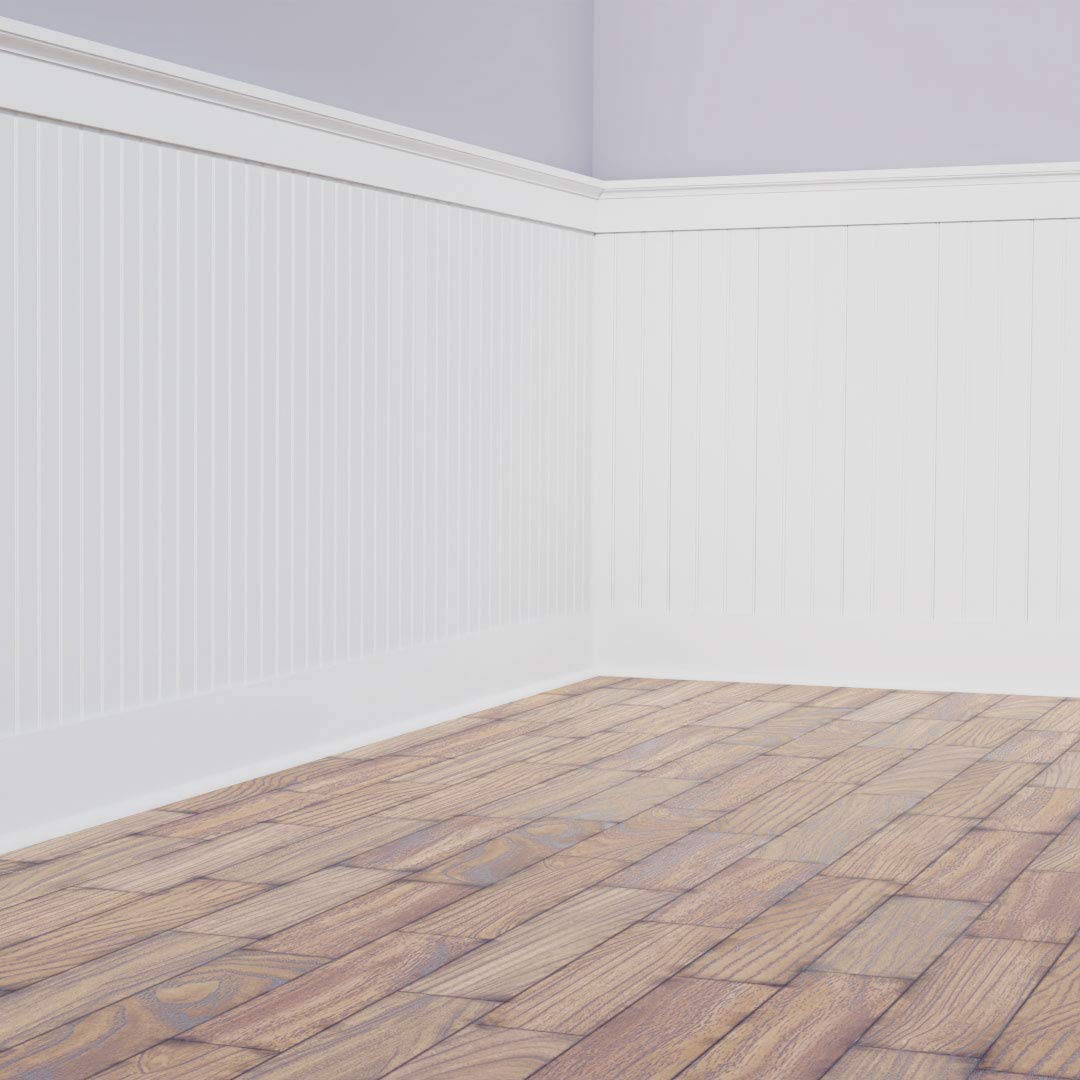 Ekena Millwork - WPKP104BBD, Deluxe Beadboard, 8' Length PVC Wainscoting Kit, 56" Height, White