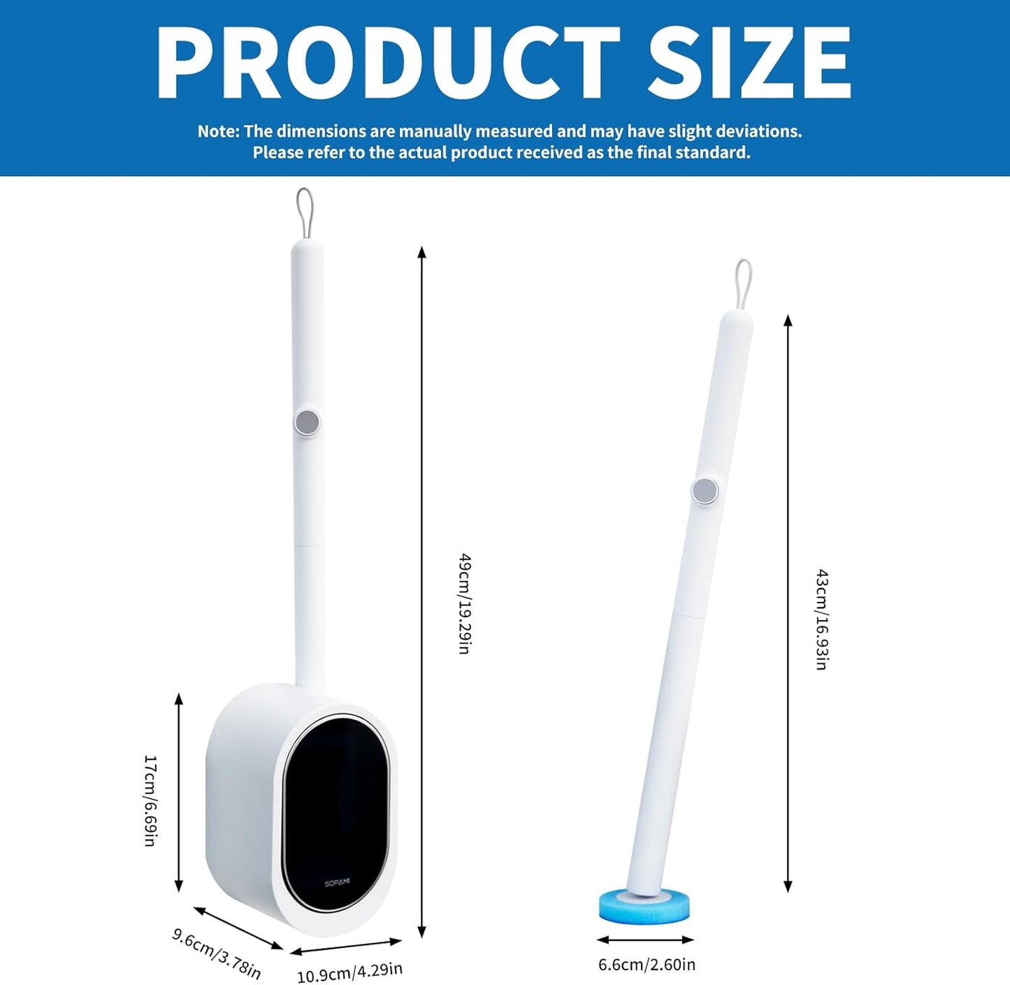 16 SOPAMI Disposable Toilet Cleaning System - Toilet Wand Kit with High-Performance Refills, Wall Mounted Toilet Brush