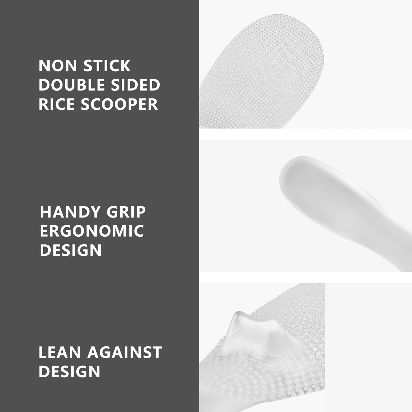 H&Zebrabro 2 Pcs Japanese Style Rice Paddle, Food-grade Non Stick Rice Scooper Spoon, Heat Resistant Rice Spoon Paddle for Rice Cooker, Dishwasher Safe (Transparent), 8 inches