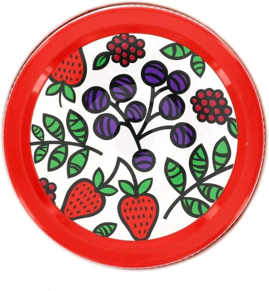 Mason Jar Lids, Decorative Canning Caps for Regular Mouth Jars, Fruit Design, Pack of 6