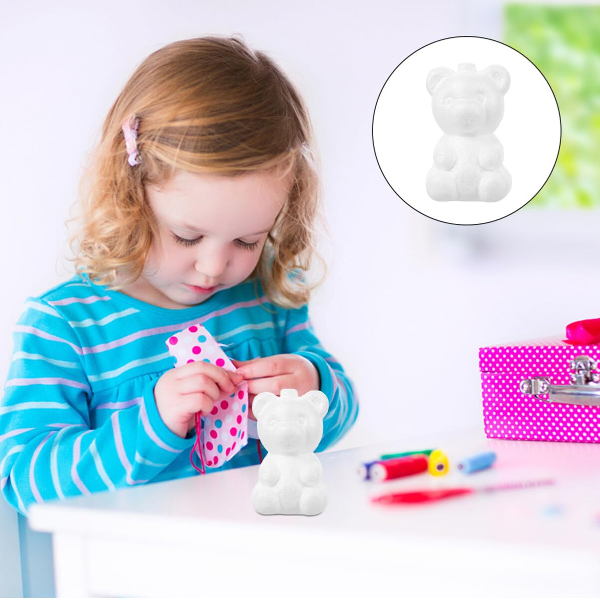 SEWACC 20pcs Foam Bear Blank White DIY Foam Bear Mould Scultpture Modelling Polystyrene Shape Mould Craft for Party Decorations Floral Arrangement 7.5cm