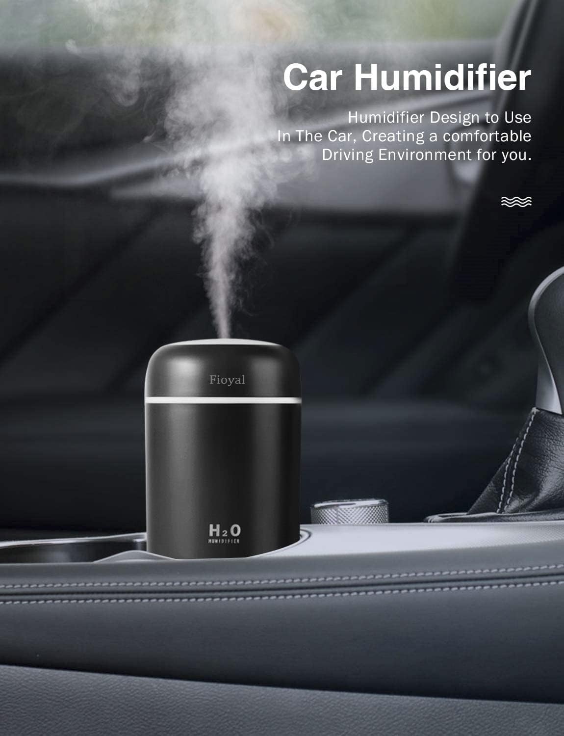Fioyal Portable Mini Humidifier, RGB Light Small Humidifiers for Bedroom, Car, Desktop, 2 Cool Mist Modes