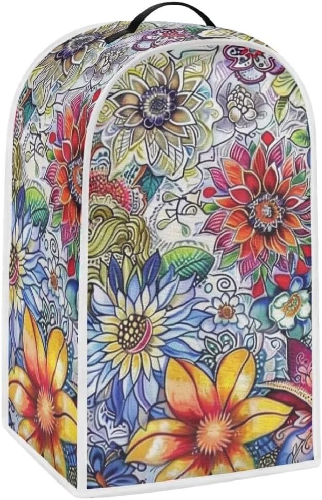 Boho Floral Blender Dust Cover, Anti Fingerprint Polyester Cover for Stand Mixer or Coffee Maker, Stain Resistant