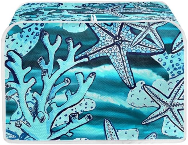 Starfish Blue Toaster Dust Cover, Polyester Fabric, 2/4 Slice, Dust and Fingerprint Protection, Machine Washable
