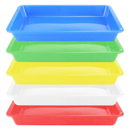 Plastic Art Trays - 5 Piece Stackable Activity & Craft Organizer, Serving & Jewelry Tray for DIY Projects, Painting, Beads (11 x 8.3 x 1.2 inch)