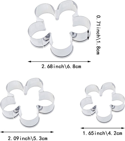 6 PACK Stainless Steel Flower Shaped Cookie Cutters, Small Biscuit Cutters for Holiday Baking, Mousse Mold