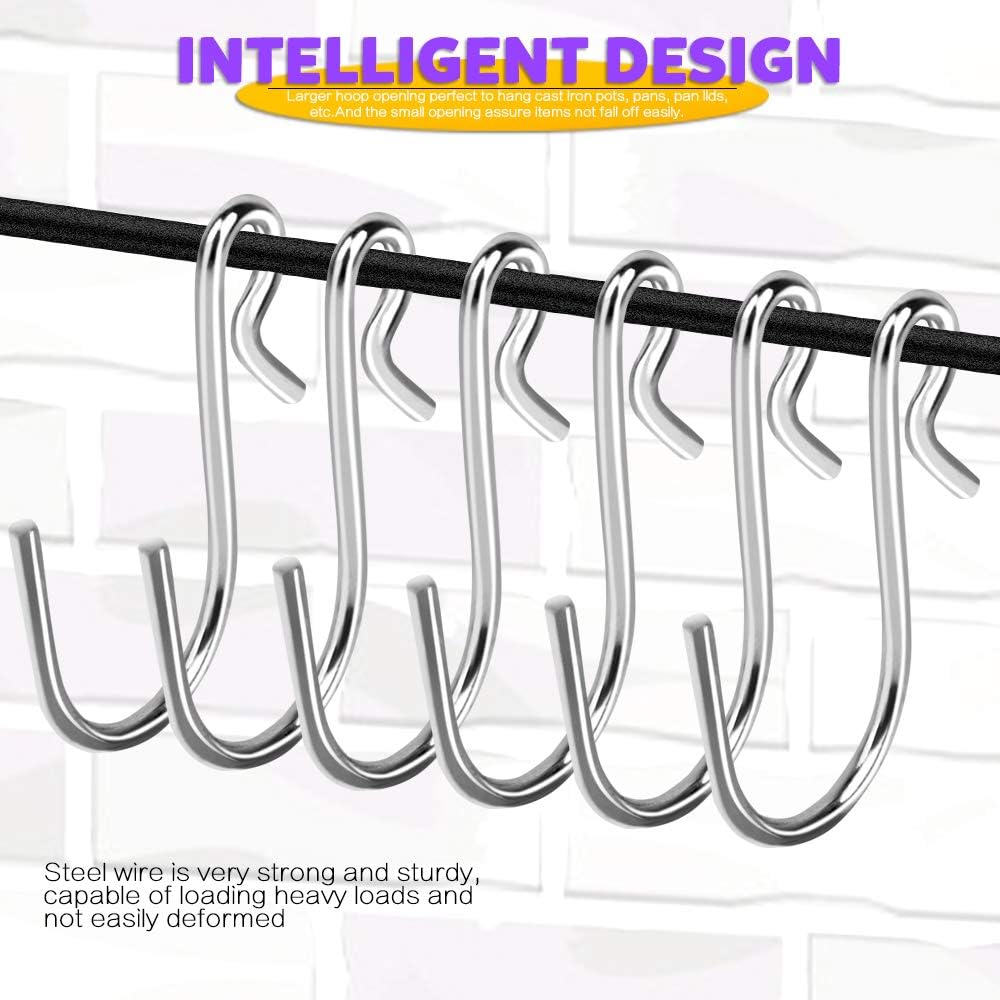 HNYYZL 30 Pack S Shaped Hooks - Stainless Steel Metal Hangers for DIY Crafts, Jewelry, Key Chains