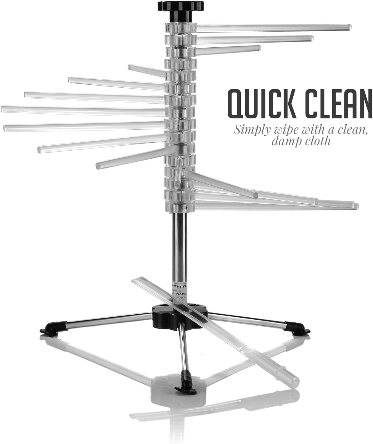 OVENTE Collapsible Pasta Drying Rack for Homemade Fresh Spaghetti & Noodles, BPA-Free Acrylic Rods, Rotating Arms, Compact & Easy to Clean, Clear ACPPA900C