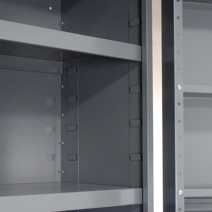 Global Industrial Storage Cabinet with Interior Shelving and Deep Pocket Door, 38" W x 24" D x 72" H, Gray, for Tool and Parts Storage, Assembly Required