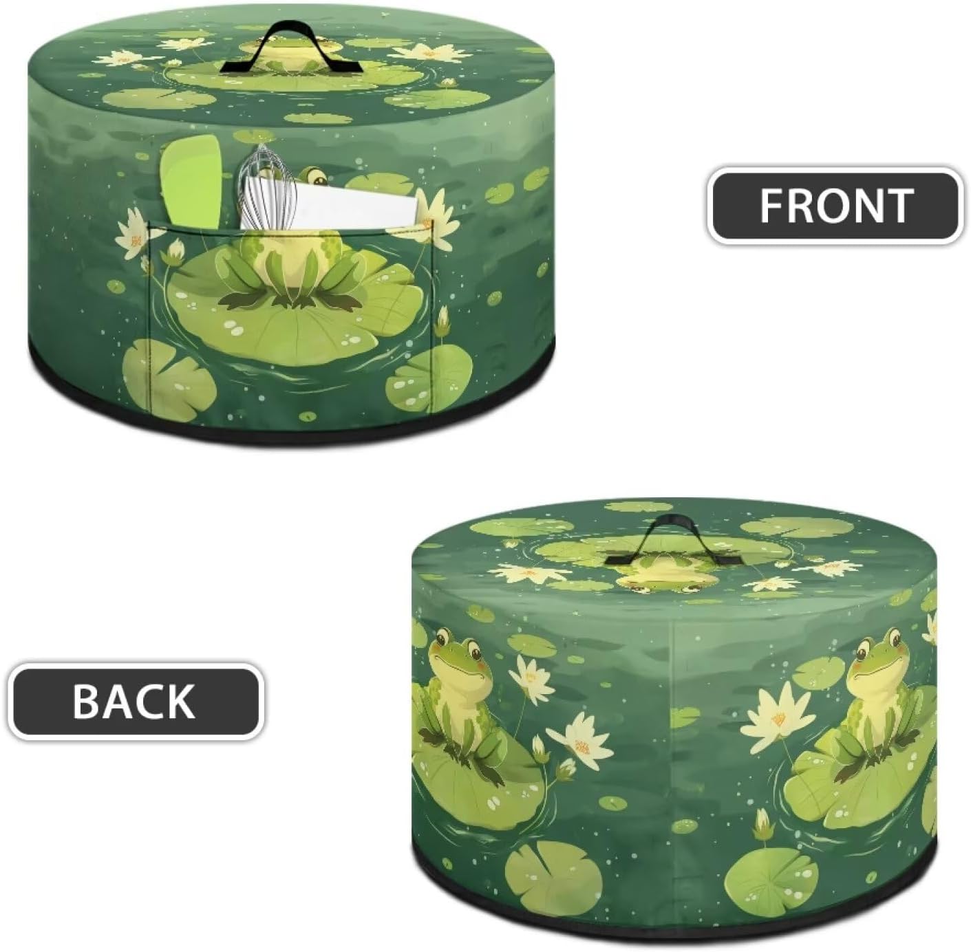 Green Dust Covers for Kitchen Appliances, Frog Lotus Leaf Crock Pot Cover, Dustproof Kitchen Decor Accessories