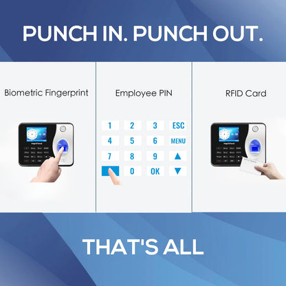 HapAttend Time Clocks Bundle with 15 RFID Cards, 0 Monthly Fees Standalone Biometric Time Attendance Punch Machine with Fingerprint, RFID and PIN - H3