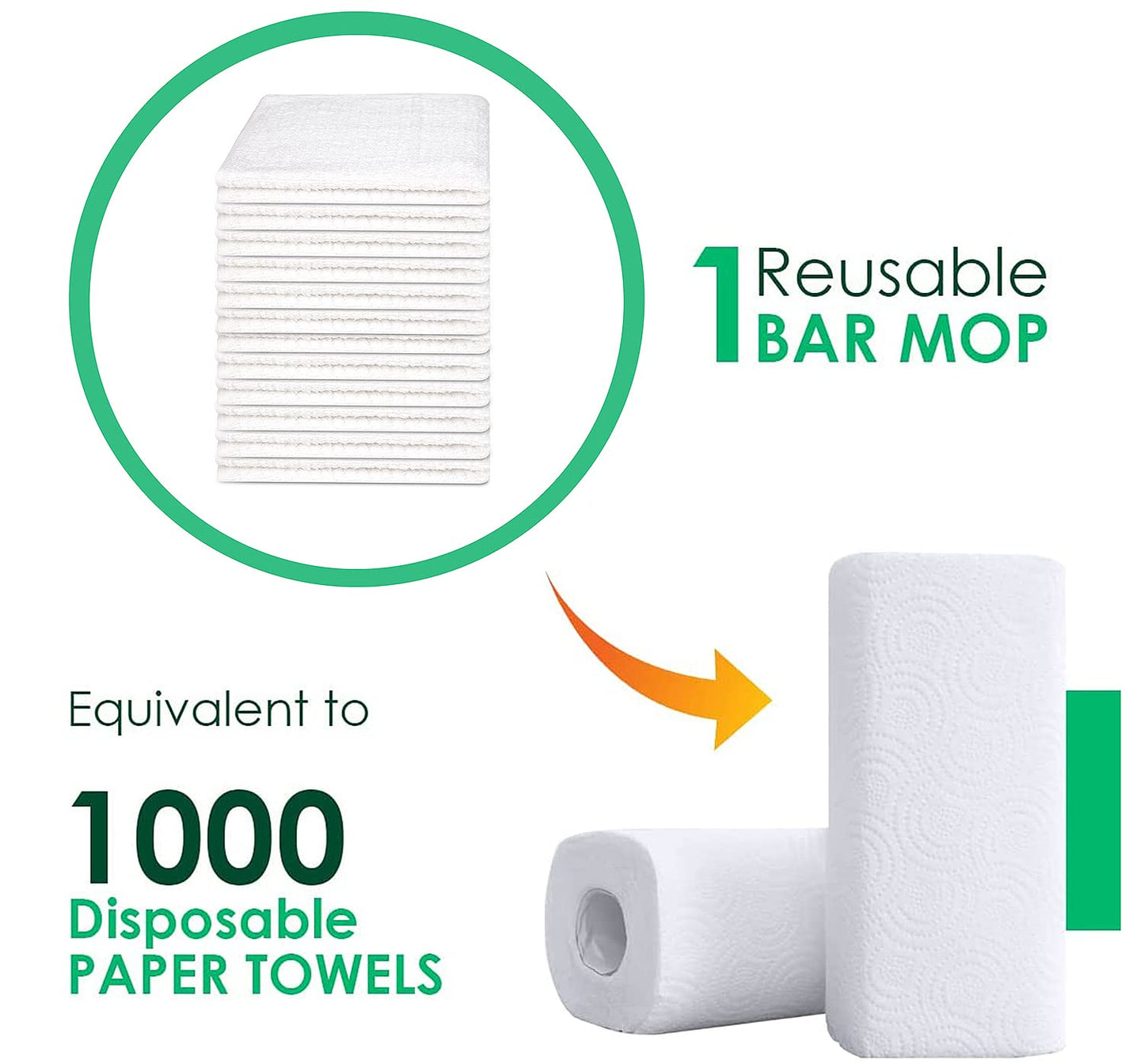 ZUPERIA Bar Mop Kitchen Towels - Pack of 12 (16"x19”) 100% Ring Spun Cotton - Dish Washcloths For Superb Cleaning and Less Lint - Highly Absorbent Dish Cloths and Dish Towels For Everyday use (White)