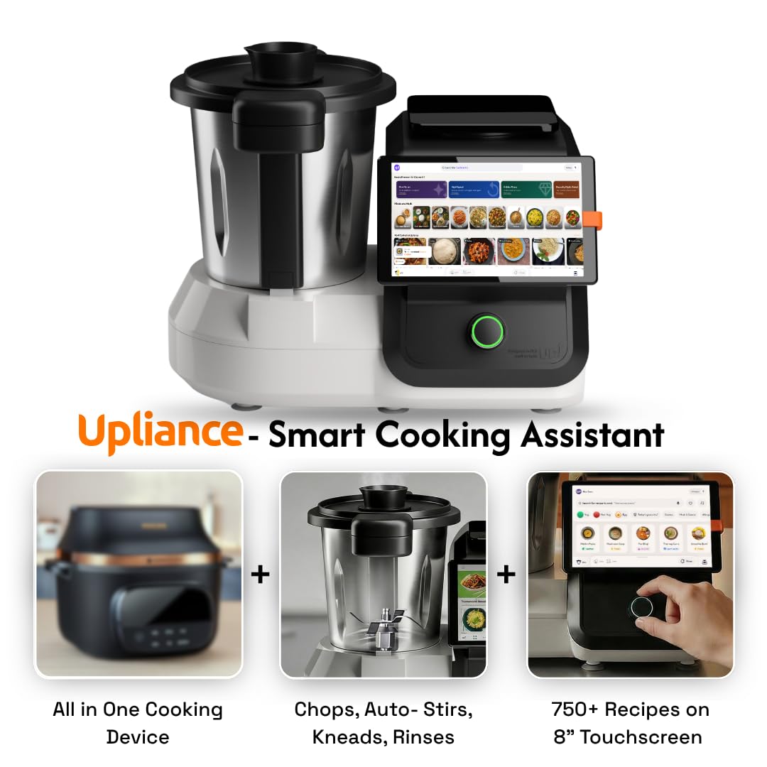 upliance AI Cooking Assistant | 750+ Recipes | AI Powered | 12 Modes | Weighing Scale | App & WiFi | 220-240V | Use with Transformer in USA.