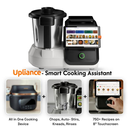 upliance AI Cooking Assistant | 750+ Recipes | AI Powered | 12 Modes | Weighing Scale | App & WiFi | 220-240V | Use with Transformer in USA.