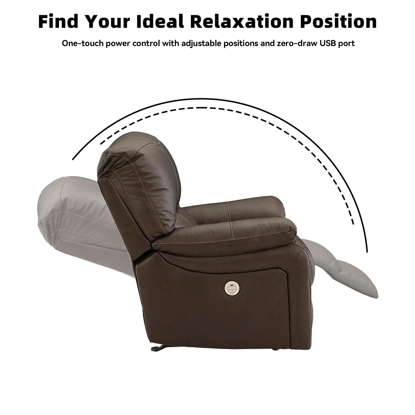 Signature Design by Ashley Leesworth Power Reclining Sofa, Leather and Faux Leather One-Touch Power Recliner Couch with USB, Zero Wall Design, 88" Width Living Room Seating