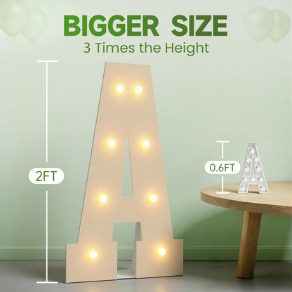 2FT Light up Letters, Large Marquee Letters A, 2.3 Feet Tall Big Sign A with Warm White Light for Birthday Wedding Proposal Engagement Graduation Party Backdrop Decorations