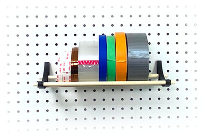 PEGGY Pegboard Accessory Hook and Dowel Organizer Storage for Tape, Steel Wire Spools, Ribbon, Crafts, Hobby, 12” kit (1PK Black)