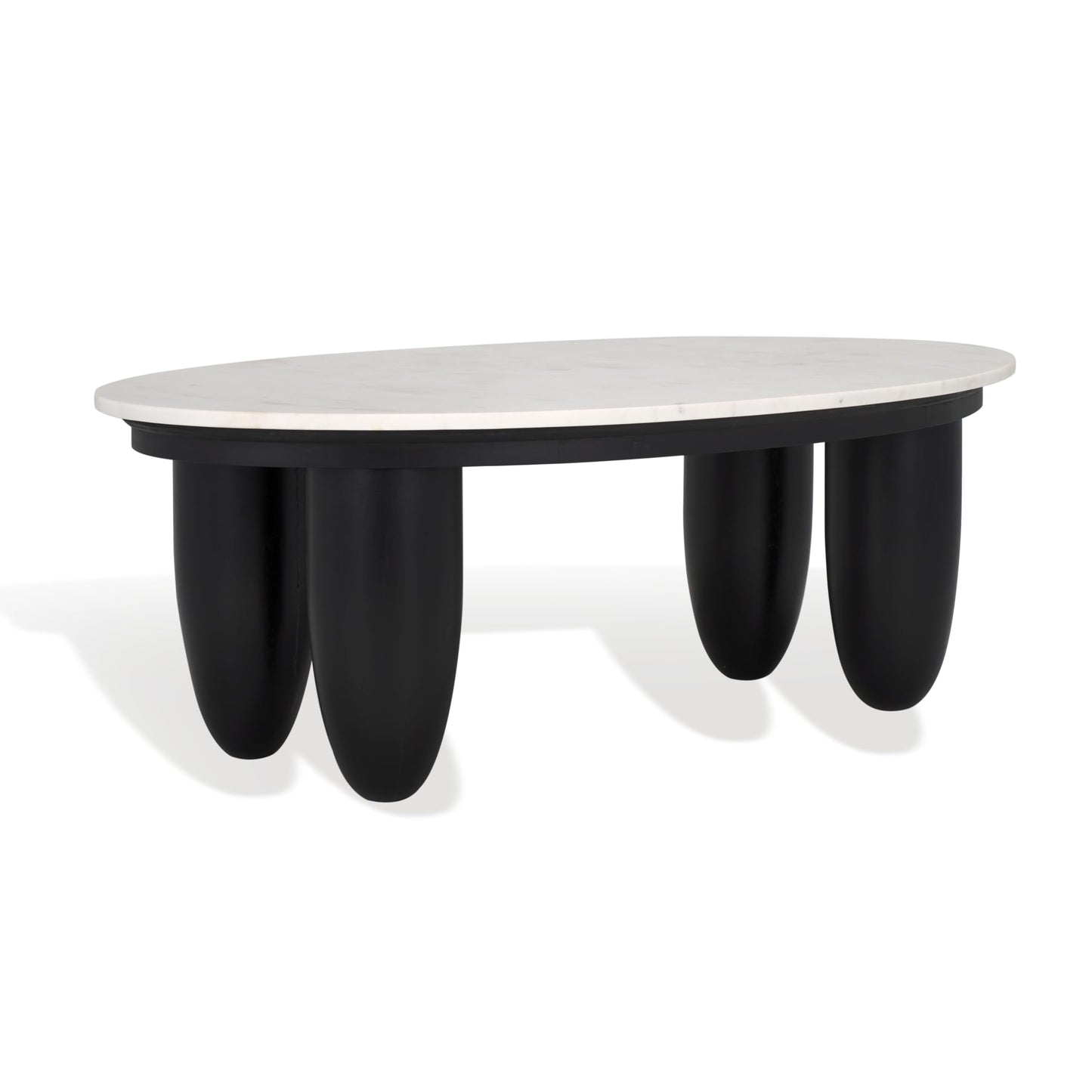 SAFAVIEH Couture Collection Hobbes Black Solid Wood/Marble Top Coffee Table