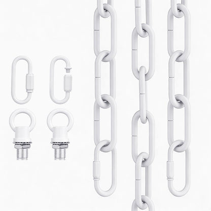 garini 10 Feet White Light Fixture Chain, Adjustable Metal Pendant Chandelier Chain Extension with Detachable Link, Maximum Load is 66 Pounds