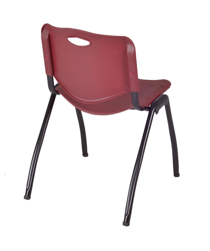 Regency Kobe 60 x 24 in. T-Base Training Seminar Table- Neo Walnut, 2 M Stack Chairs- Burgundy