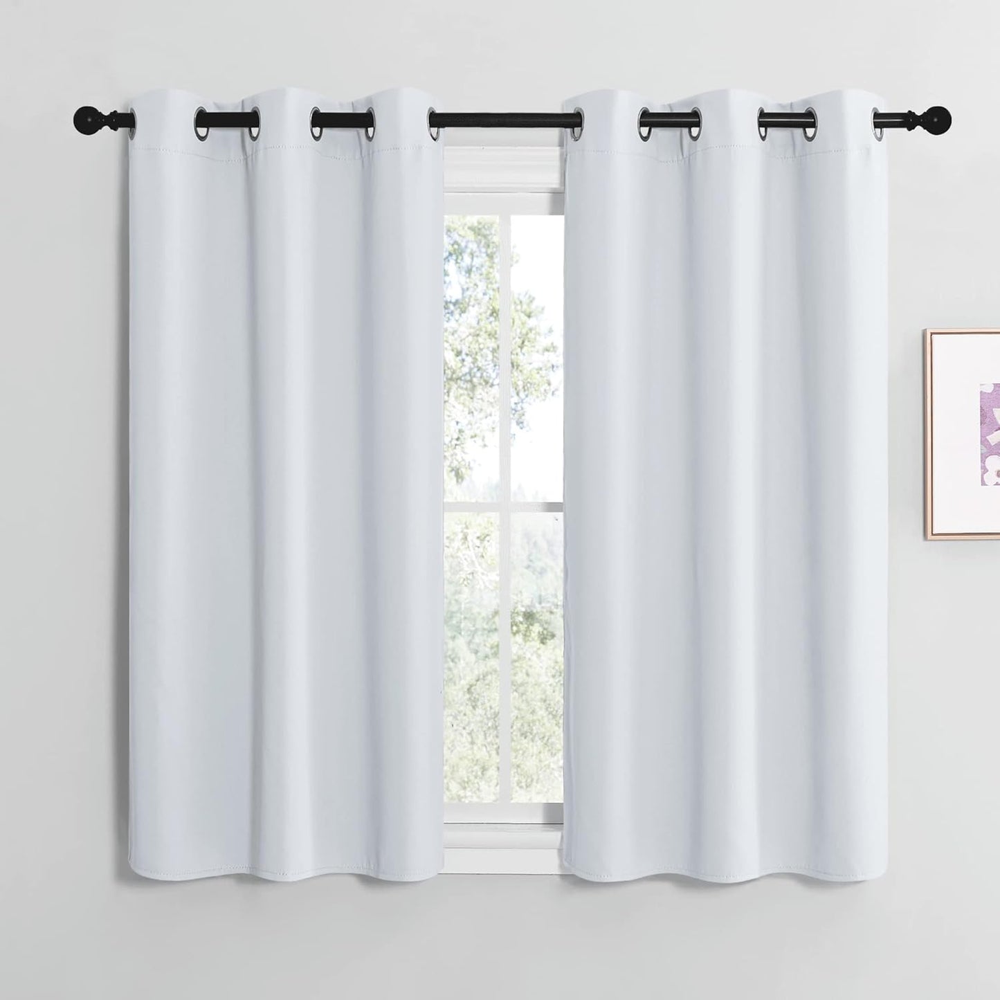 NICETOWN Blackout Curtain Panels - Thermal Insulated Grommet Top Drapes | Greyish White, 34" x 36" (2 Panels)