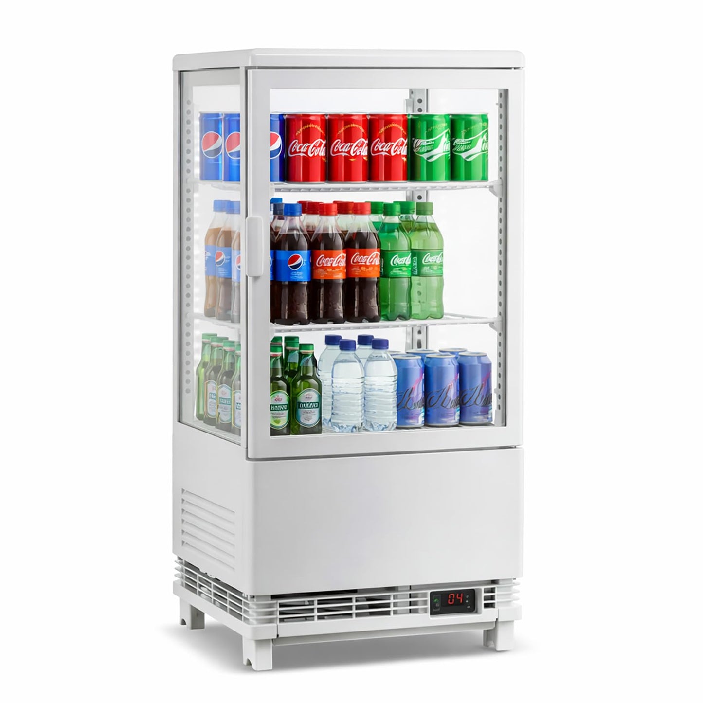 IDEALHOUSE 2.0 Cu.Ft. Countertop Bakery Display Refrigerator with LED Lighting, Rear Sliding Door, Air-Cooling, and Automatic Defrost for Cafes and Restaurants, White
