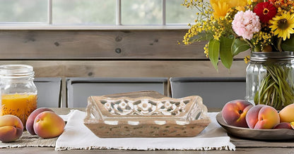 12 9 Inches Gorgeous Birthday Housewarming Gift Ideas Handmade Decorative Designer Wood Serving Tray with Handles