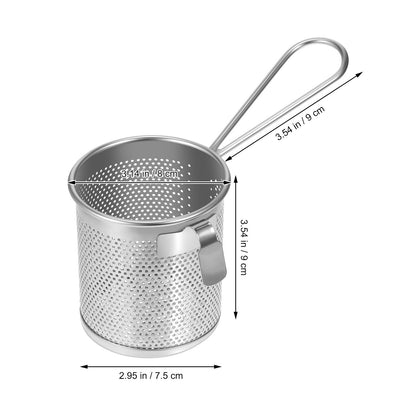 Luxshiny Hot-Pot Side Colanders Stainless Steel Mesh Strainer 6.49 Inch Hanging Basket for Cooking Noodles and Blanching in Kitchen
