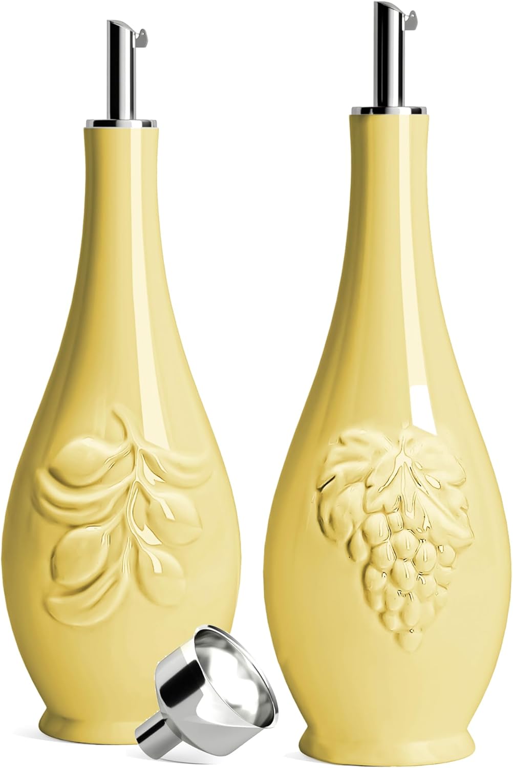 16oz Set 2, 500ml HOMBENE Porcelain Oil and Vinegar Dispenser, Oil Dispenser for Kitchen, Leakproof Oil Containers