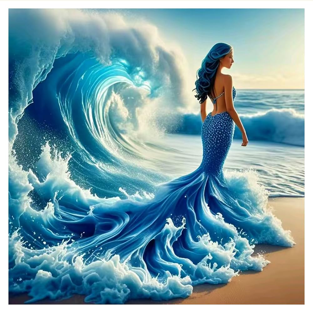 hill froeistung Beauty Diamond Art Painting Kits for Adults, Beach Diamond Art for Beginners, 5D DIY Full Drill Round Gem Art Craft Home Wall Decor Gift 12x12 inch