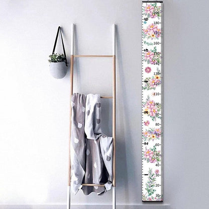 Height Chart for Kids Growth Measuring Girls Room Playroom Essentials Toddler Bedroom Nursery Baby Home Purple Flowers Canvas Wall Decor