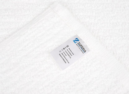 ZUPERIA Bar Mop Kitchen Towels - Pack of 12 (16"x19”) 100% Ring Spun Cotton - Dish Washcloths For Superb Cleaning and Less Lint - Highly Absorbent Dish Cloths and Dish Towels For Everyday use (White)