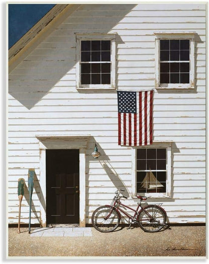 Stupell Industries Americana Cape House Front Painting - Vintage Realistic Art, 13 x 19, Wall Plaque