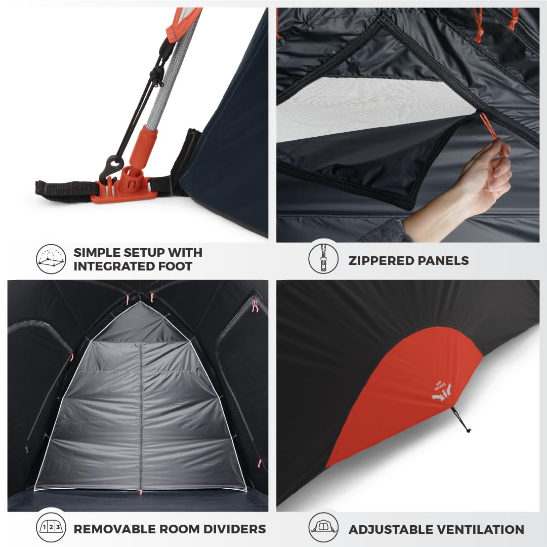 CORE 9 Person Dark Room Tent | Best Car Camping Outdoor Family Blackout Dome Tent | Included Wall Organizer for Camping Accessories