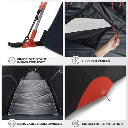 CORE 9 Person Dark Room Tent | Best Car Camping Outdoor Family Blackout Dome Tent | Included Wall Organizer for Camping Accessories