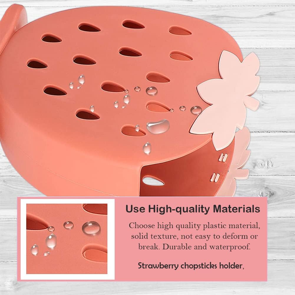 AKOAK 1 Pack Strawberry Chopsticks Stand, Cutlery Storage Box for Spoons, Chopsticks, Knives, and Other Utensils